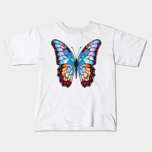 Stained Glass Colorful Butterfly #11 Kids T-Shirt